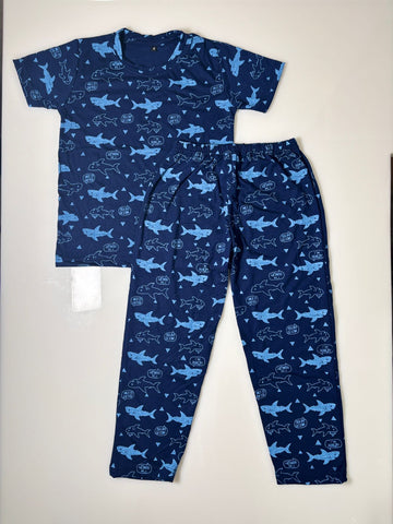 Shark Squad - Printed T-Shirt and Pant Co-ords