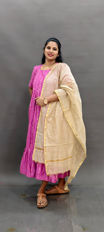 Premium Cotton 2-Tier Maxi - Pink Silk Cotton