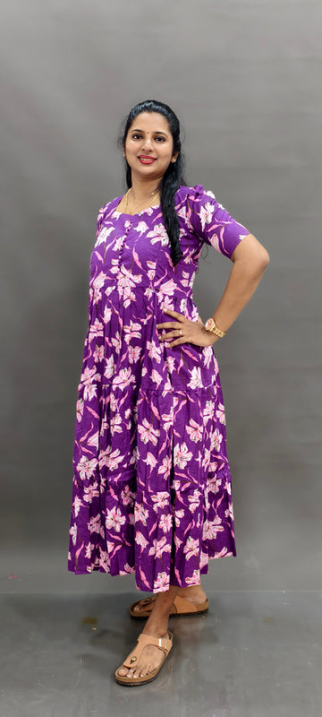 Premium Cotton 2-Tier Maxi - Purple