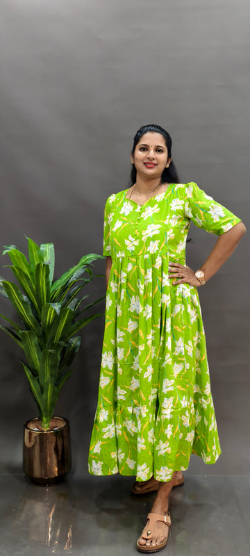 Premium Cotton 2-Tier Maxi - Green