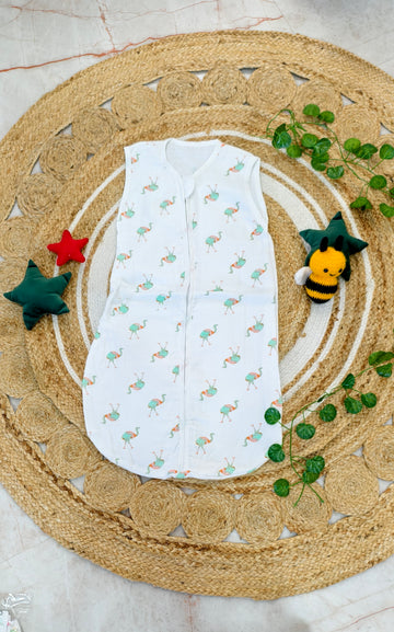 🦩 Flamingo Parade Muslin Sleeping Bag – For Sweet Dreams & Tropical Vibes