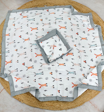 Grey Rabbit – Muslin Crinkled Blanket