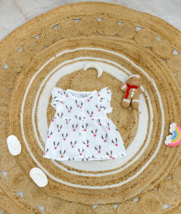 Rudy Reindeer Muslin Frill Frock