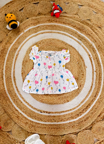 Balloon Bloom Muslin Frill Frock