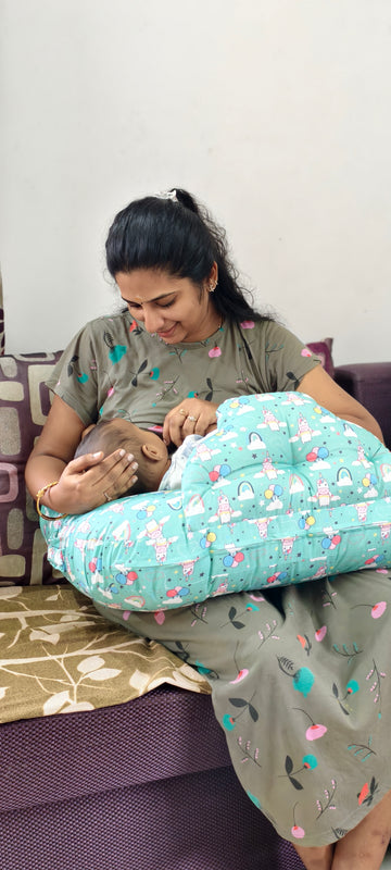 Unicorn Print Premium Feeding Pillow with Back Buckle & Anti-Slip Support