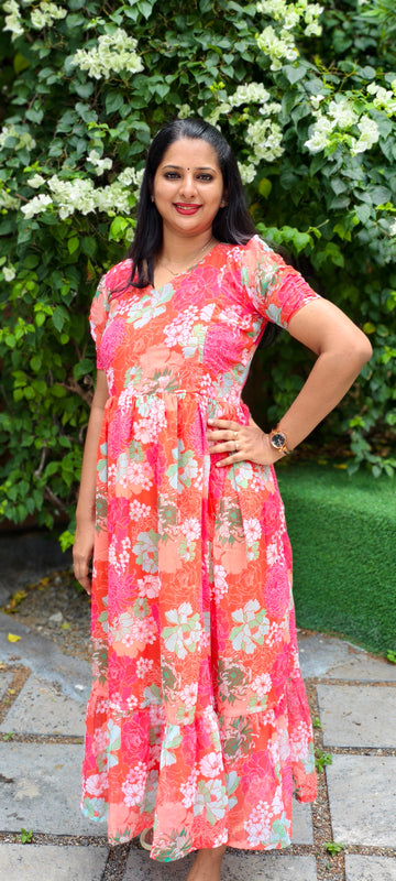 Floral Radiance Georgette Maxi