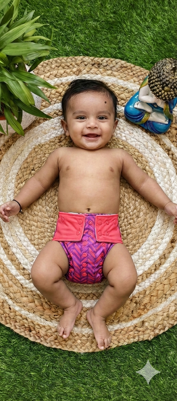 Freesize cloth diaper - Berry Bolt (6kg-17kg) - Day and night usage