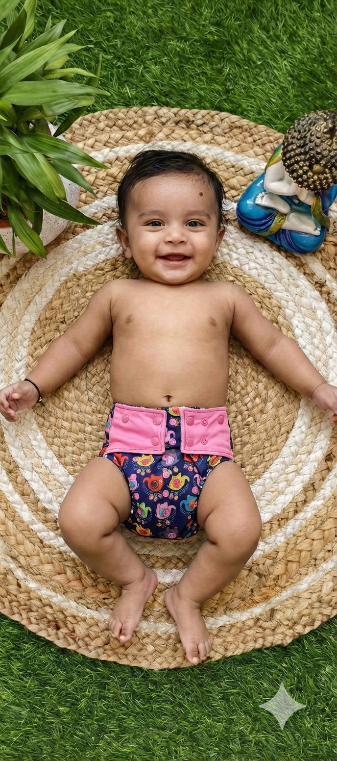 Freesize cloth diaper - 6kg-17kg Day and night usage (pack of 2)