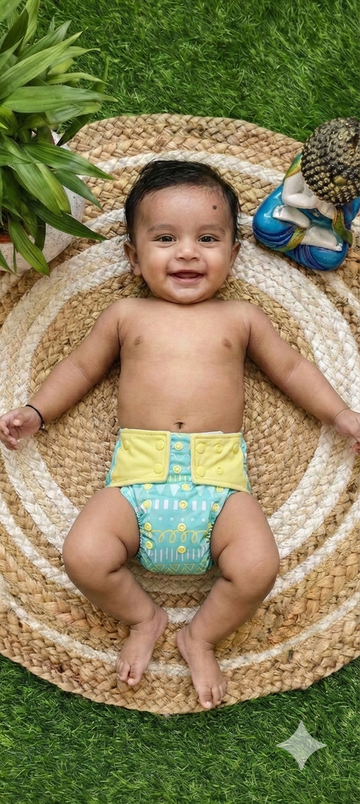 Freesize cloth diaper - Aqua Bloom Edition (6kg-17kg) - Day and night usage
