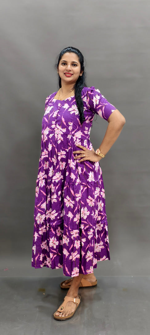 Premium Cotton 2-Tier Maxi - Purple