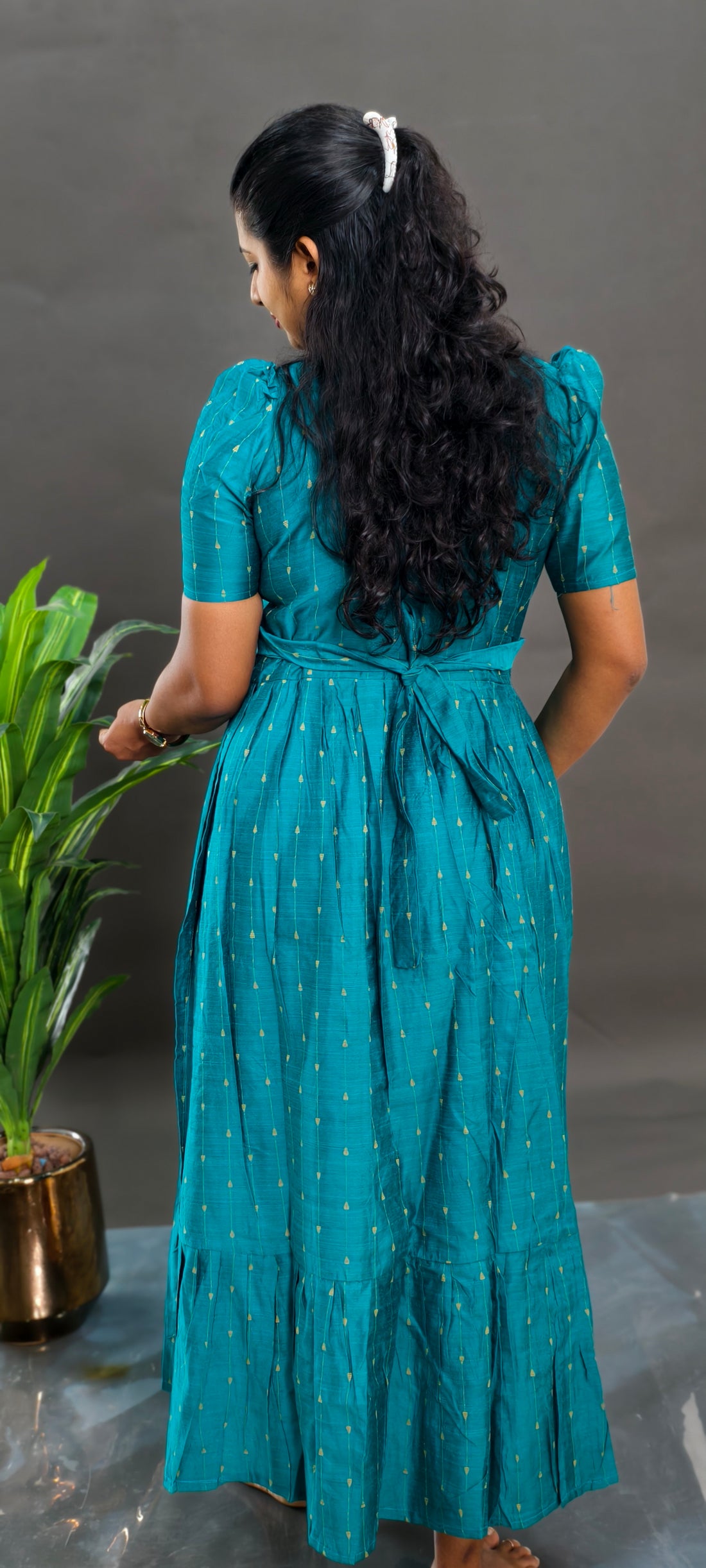 Premium Silk Cotton 2-Tier Maxi - Blue