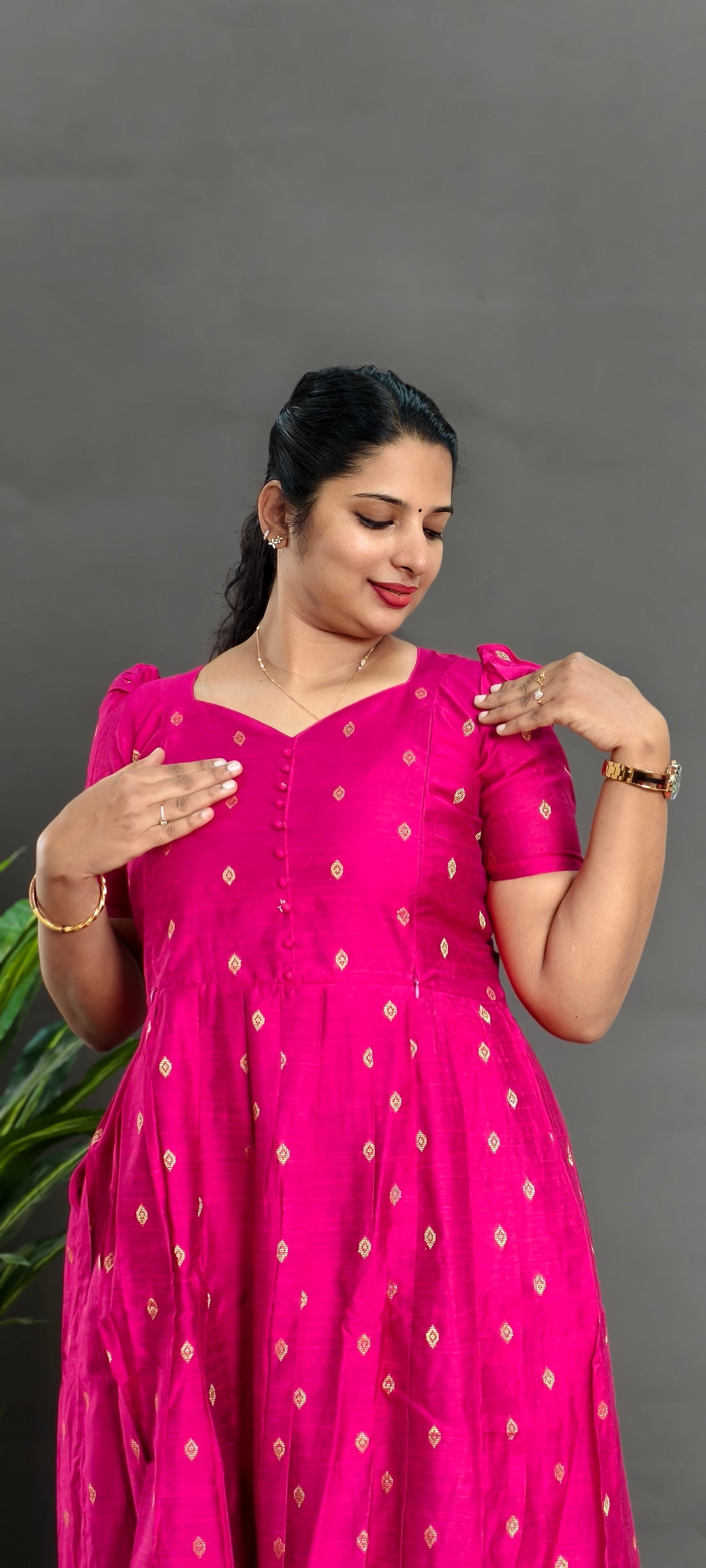 Premium Silk Cotton 2-Tier Maxi - Pink