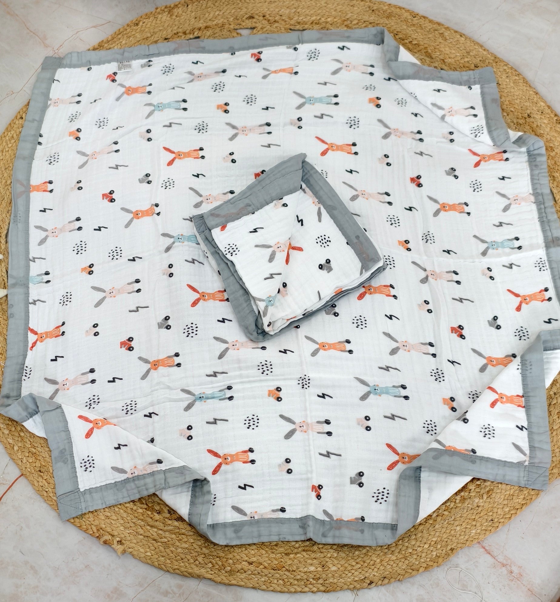 Grey Rabbit – Muslin Crinkled Blanket