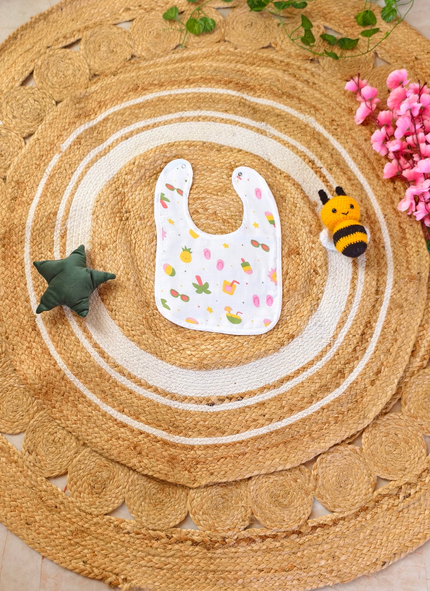Tropical Tummy Time - Premium Muslin Bib