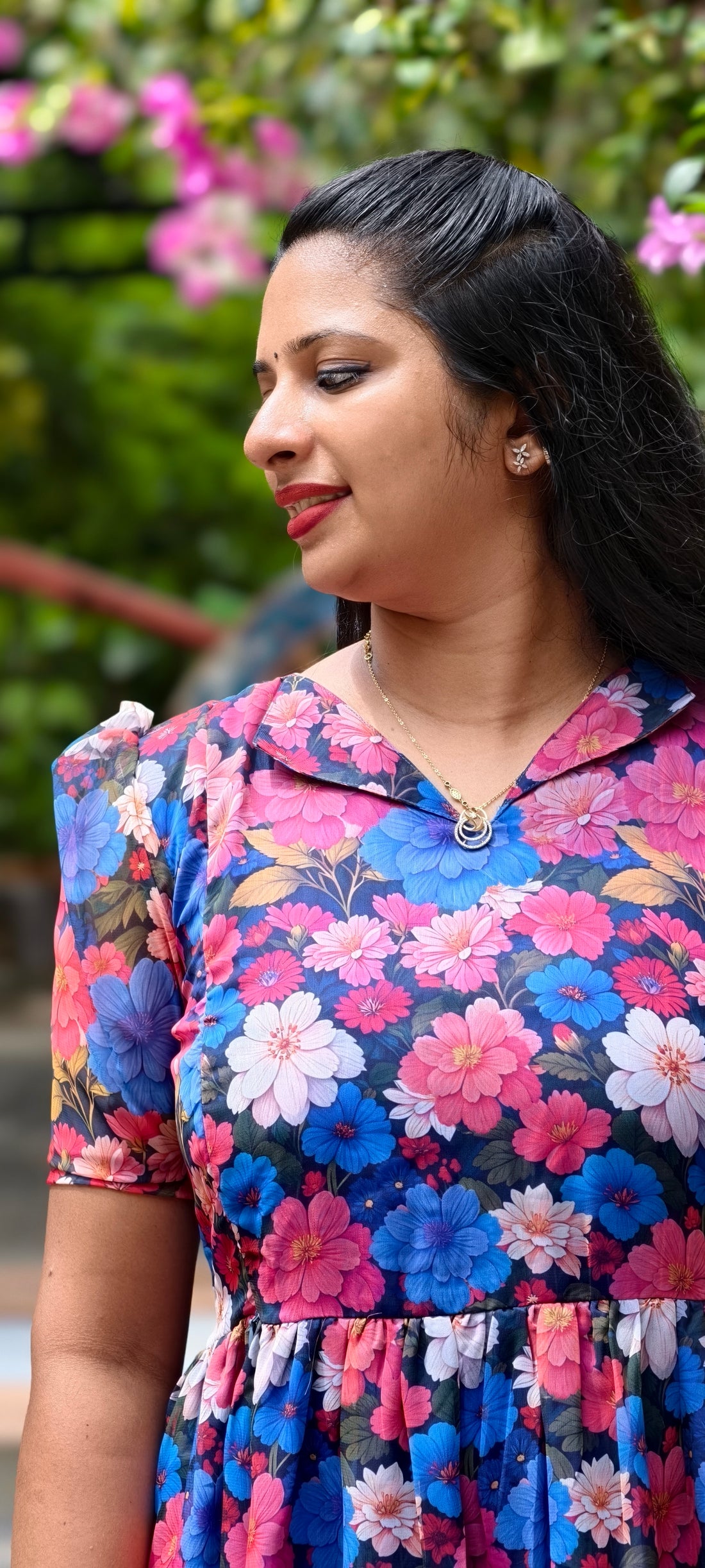 Blueberry Petals Georgette Maxi