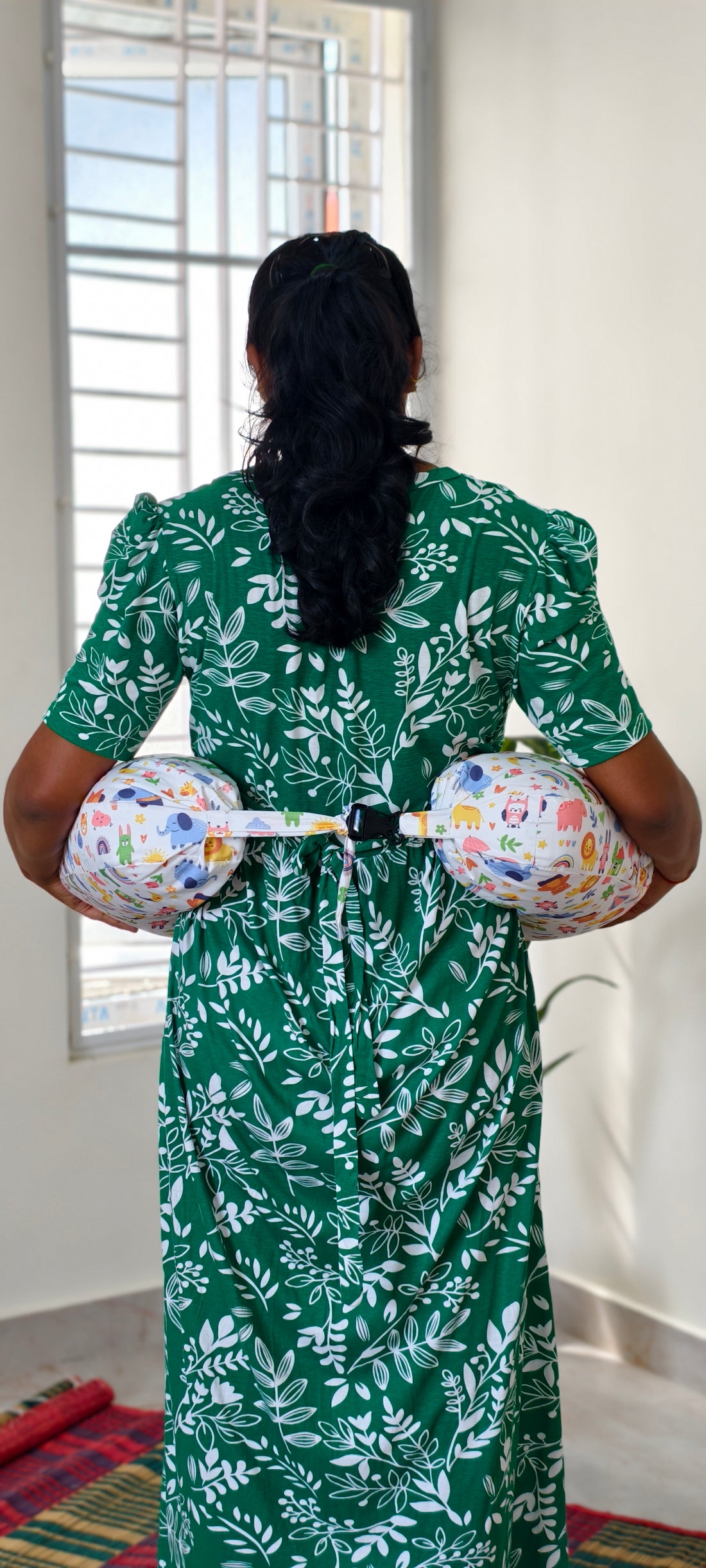 Animal Print Premium Feeding Pillow with Back Buckle & Anti-Slip Support