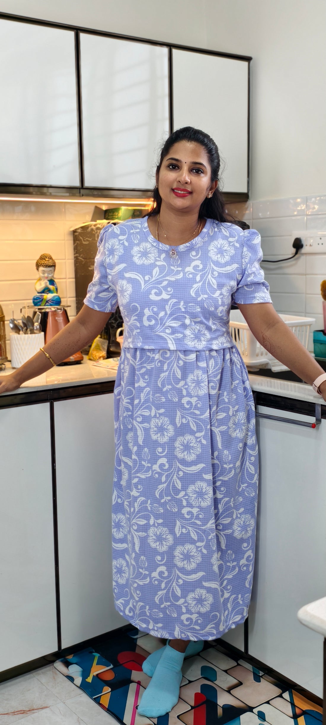 Purple Blossom Maxi | Zipless Knitted Maternity Maxi | Ankle Length (Copy)