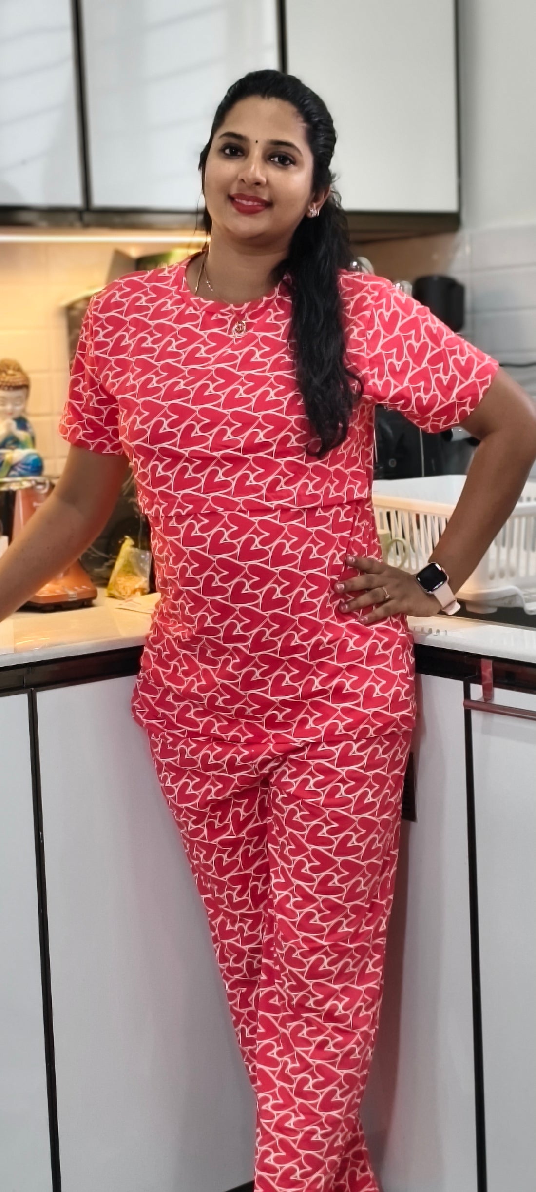 HEARTLEAF RED | ZIPLESS MATERNITY TOP & PANT SET