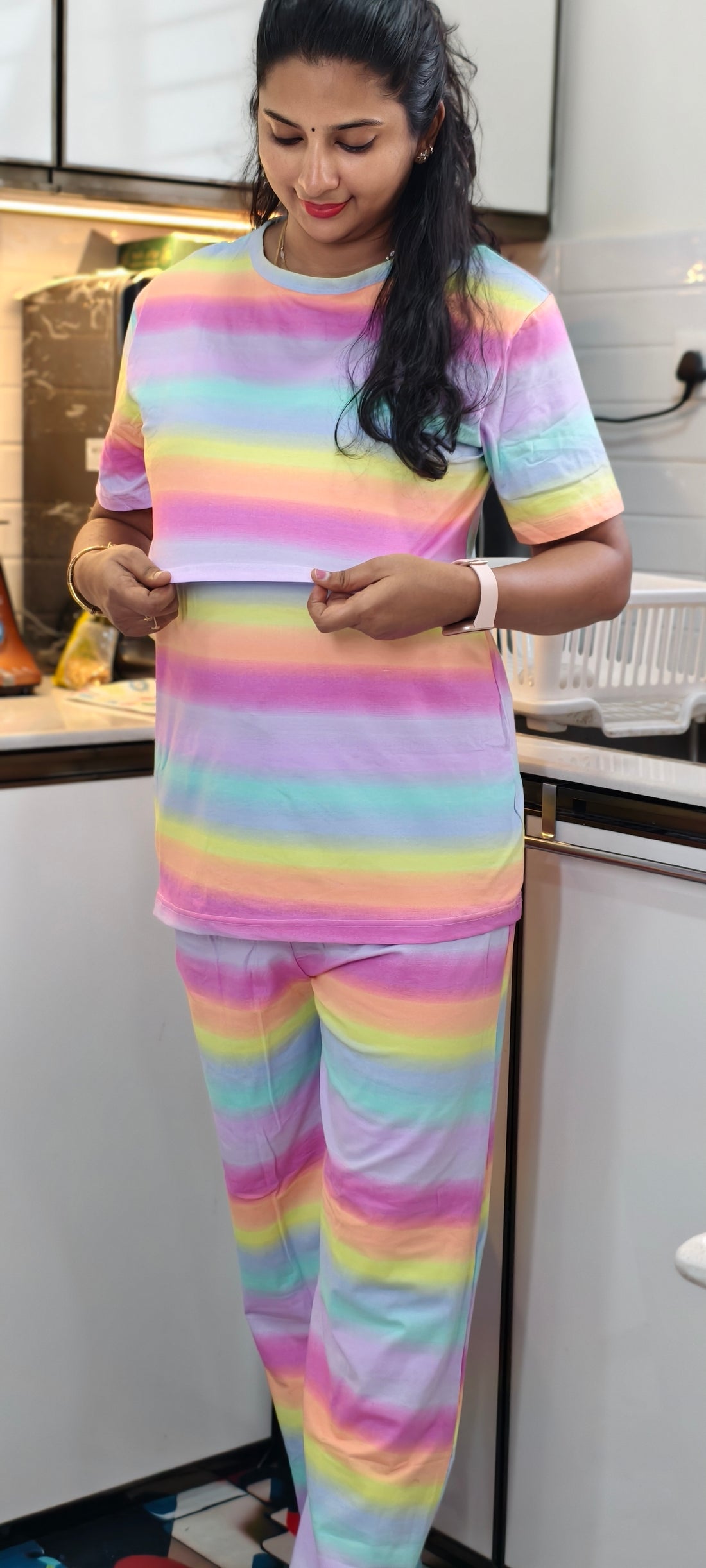 RAINBOW BLOOM | ZIPLESS MATERNITY TOP & PANT SET | COMFORT LOUNGEWEAR