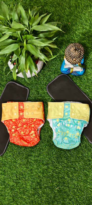 Freesize cloth diaper - 6kg-17kg Day and night usage Combo2