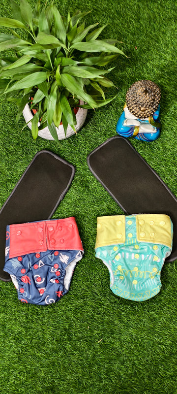 Freesize cloth diaper - 6kg-17kg Day and night usage Combo4