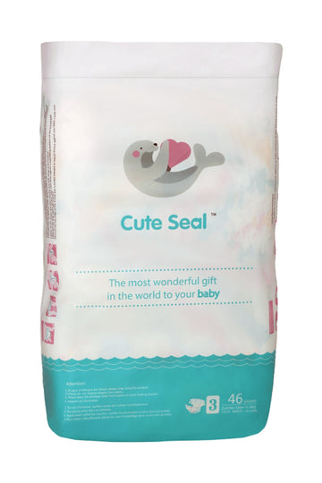 Cute Seal Tape Style Baby Diapers (Large) Pack of 46 (9-14kgs)