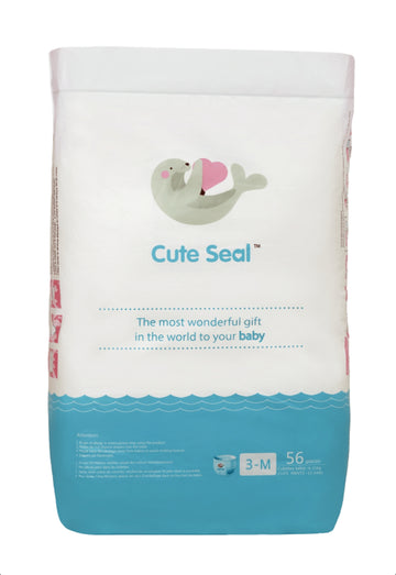 Cute Seal Pant Style Baby Diapers (Medium) Pack of 56 (6-11kgs)
