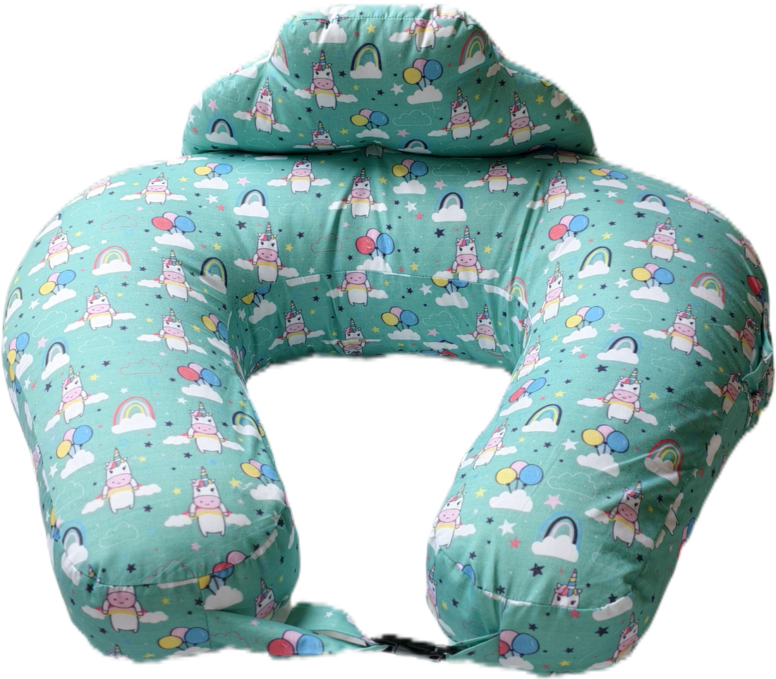 Unicorn Print Premium Feeding Pillow with Back Buckle & Anti-Slip Support